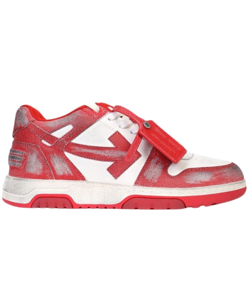 Off White Mens Out Of Office Vintage Calf Leather Red Sneakers - Size UK 7